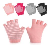 HAPINARY Anti-Shedding Yoga Gloves Fingerless Silicone Cotton for Women Dumbbell and Pull-Up Bar Workouts 4 Pairs Breathable Fitness Gloves