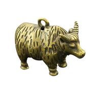 HAPINARY Antique Pure Copper Zodiac Ox Pendant Brass Key Ring Multi-purpose DIY Bag Charm Stylish Accessory with Fine Polish Smooth Surface Yellow