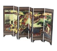 HAPINARY Antique Style Folding Screen Ornament Mini Room Divider with Qingming Riverside Scroll Pattern Decorative Chinese Style Tabletop Accent Furniture