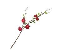 HAPINARY Artificial Fake Pomegranate Branch with Red Silk Flowers, No Withering and No Fallen Leaves, Realistic and Stylish Home Decor for Living Room and Craft Project