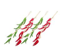 HAPINARY Artificial Hanging Chili Peppers String Red 4pcs with Realistic Appearance and Effortless Hanging and Foam Vegetable Decorations for Dining Spaces Chili Themed Party Decorations