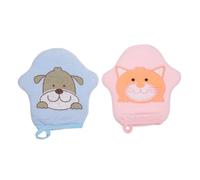 HAPINARY Baby Bath Gloves Scrub Towel Set for Infants and Toddlers, Soft Cotton Cartoon Animal Design, Gentle Body Cleaning Sponge for Shower and Daily Bath, 2pcs (cat Dog)