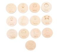 HAPINARY Baby Milestone Cards Set 13pcs Animal Wooden Baby Growth Birth Cards for Newborn Photo Props