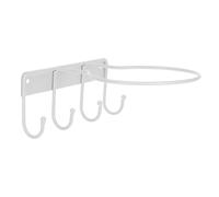 HAPINARY Ball Storage Rack with Hooks, Iron Material, Self-Adhesive and Easy Installation, White, for Garage or School Sundries Organiser, Football Holder Style