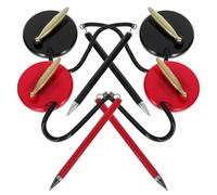 HAPINARY Ballpoint Pen Set 4Pcs with Stable Round Base Holder, Decorative Black and Red Pens for Wedding Reception and Office Signing Desk