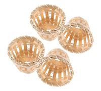 HAPINARY Bamboo Drum Lamp Shade Cover 4pcs Handwoven for Ceiling Lights Indoor Lighting for Boho Decor Study