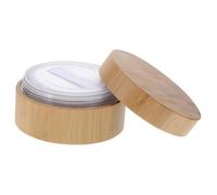HAPINARY Bamboo Makeup Powder Container with Sifter Lid and Puff Portable Natural Cosmetic Powder Case for Travel and Daily Use Compact Holder