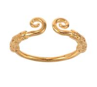 HAPINARY Bangle Ring Unique Design Vintage Yellow Copper with Spiral Intricate Embossed Details, Adjustable Open Finger Cuff Bracelet Featuring and Versatile Style for Men and Women Casual
