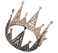 HAPINARY Baroque Black Rhinestone Crown Handmade Craft Gothic Bridal Hair Accessories Alloy Wedding Headwear for Women, for Party or Formal Dress
