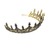 HAPINARY Black Rhinestone Tiara Crown Large Half-Round Bridal Headband Lightweight Decorative Wedding Hair Accessory for Bride and