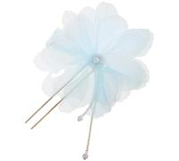 HAPINARY Blue Floral Pearl Hairpin Fabric Alloy Material, Elegant Chinese Style Hair Accessory for Formal Events and Prom, Featuring Versatile Usage and Vintage Charming Design