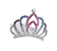 HAPINARY Boy Girl's Colorful Crystal Tiara Crown Comb Headdress Elegant Rhinestone Hair Accessory for Parties Birthdays Pageants and Performances for Boys and Girls