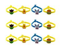 HAPINARY Bracelets the Cartoon Wristbands 12pcs Style Wrist and Silicone to Easter Bunny, Chick, Flower Designs, Easy Take, Protect for Easter Day Party
