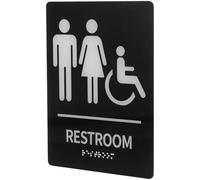 HAPINARY Braille Restroom Sign Replaceable Pictures Sign for Public Restroom Environment Acrylic Self-Adhesive Easy to Clean Decal for Visual Impaired Individuals