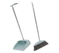 HAPINARY Broom and Dustpan Set with Long Handle Non-Stick Dustpan Household Cleaning Light Blue 2pcs Indoor Sweeping Essentials for Home and Dorm