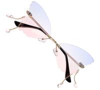 HAPINARY Butterfly Rimless Sunglasses for Women Trendy Outdoor Street Style | PC Frame, Versatile Fashion Statement, Practical Design, Showcases Individuality, Disco Party Decor