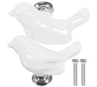 HAPINARY Ceramic Cartoon Bird Drawer Knobs White 2Pcs Single Hole Porcelain Handles for Wardrobe Cabinet with Retro European Style