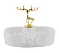 HAPINARY Ceramic Soap Dish with Deer Design Multi-purpose White Soap Tray for Kitchen and Hotel Use Lovely and Cute and Organised