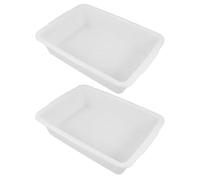 HAPINARY Chemical Experiment Tray Plastic Rectangular Medium Deep 2Pcs Leak-Proof Trays for Teaching and Student Lab Tool Organization