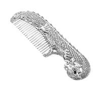 HAPINARY Chinese Alloy Dragon and Phoenix Comb Hand Carved Decorative Hair Styling Comb Multipurpose Scalp Massage Antique Craft