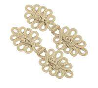 HAPINARY Chinese Frog Buttons 2Pcs Gold Tone 9-Hole Decorative Knots for Cloak and Sweater Fastening, Suitable for Coats and Cheongsams DIY Sewing