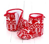 HAPINARY Christmas Cotton Boots Soft Sole Warm Shoes with Reindeer Pattern 13Cm Size 14 for Winter First Walking