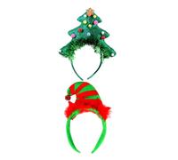 HAPINARY Christmas Tree Headband Head Bopper Non-Deformation Christmas Headwear Jingle Bells Hat for Women Girls Party 2pcs Random Style