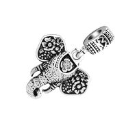 HAPINARY Classic Elephant Silver Plated Bracelet Charm Pendant, DIY Jewelry Material for Hand Decor, Vintage Style Beaded Accessory Suitable for Crafting and Making