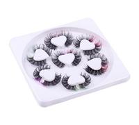 HAPINARY Colorful False Eyelashes 7 Pairs D-Curl Lash Clusters for Dramatic Stage Makeup Reusable Eye Lashes for Cosplay and Performance