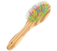 HAPINARY Colorful Rainbow Dog Grooming Comb with Wood Handle Bending Wave Pins for Puppy and Dog Hair Cleaning Tangle Remover and Massaging Pet Grooming Tool