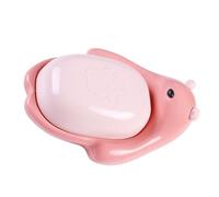 HAPINARY Compact Pink Soap Storage Case with Double Layer and Hollow out Bottom Multi-purpose Soap Holder Tray for Bathroom and Living Room with Drainage