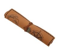 HAPINARY Creative Faux Leather Roll up Makeup Bag with Large Capacity, Multifunctional Pencil Case Pouch for Daily Use and Travel, Retro Style Toiletry Organizer with Portable Design
