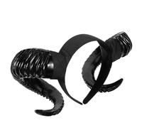 HAPINARY Croissant Headband Halloween Hair Band Sheep Horn Hair Hoops for Halloween Cosplay Props for Animal Costume Adult Black