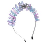 HAPINARY Crystal Tiara Headband for Banquet Handmade Alloy Sorcerer Crown with Triple Goddess Moon Sun Design Jelly Color Hair Accessory for Women