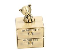 HAPINARY Deciduous Tooth Holder Baby Teeth Storage Box Zinc Alloy Bear Shape Portable 2 Drawers Keepsake for Boys and Girls