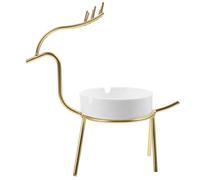 HAPINARY Decoration Lid Office Unique Use to Desktop for Patio and Creative Golden Ceramic Iron Ashtray, Practical and Easy Clean Container Cigarette Butt