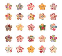 HAPINARY Decorative Wood Sewing Buttons 100pcs Adorable Pattern Assorted Colour Plum Wood Buttons 2-Hole for Craft and Sewing Projects
