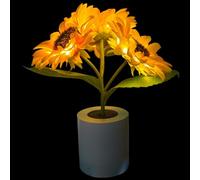 HAPINARY Delicate Sunflower Night Lamp Bedside LED Light with Flat Bottom and Silk Cloth Material, Decorative Dimmable Bedroom Bedside Lamp for Cozy Ambient Lighting