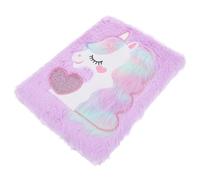 HAPINARY Diary Plush Cover Notebook A5 Small Portable Cartoon Shell Pattern Purple Soft Plush for School and Study