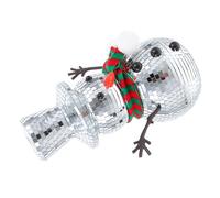HAPINARY Disco Ball Snowman Figurine with Knitted Scarf and Hat Reflective Mosaic Mirror Ornament for Indoor Winter Decorations Reusable Christmas Decor with Festive Sparkle for Cozy Home