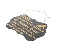 HAPINARY Do Not Disturb Shhh Baby Sleeping Sign Wooden Door Plaque Printed Noisy Dog Please Do Not Knock or Ring Bell Nursery Bedroom Hanging Sign