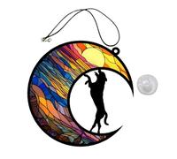 HAPINARY Dog Memorial Ornament Acrylic Dog on Moon Wall Hanging Decoration Easy Installation and Cleaning for Window or Wall Display