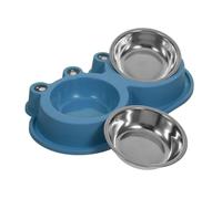 HAPINARY Double Dog Bowl with Moat Design for Small Pets Stainless Steel Food and Water Feeder with Non-slip Base Puppy and Cat Feeder to Keep Food Clean and Stable During Mealtime