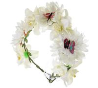 HAPINARY Elegant Beige Artificial Floral Crown Headband Made of Cloth, Comfortable to Use and Decorative Bohemian Style Hair Accessory for Women, as Photograph Prop or Holiday Flower