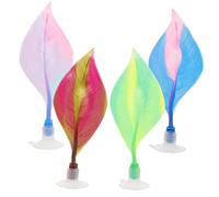 HAPINARY Elegant Betta Fish Resting Leaf Fish Tank Decorations 4pcs Silicone Hammocks for Safe Betta Fish Bedding