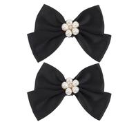 HAPINARY Elegant Black Bowknot Shoe Clips with Pearls, Removable Shoe Decoration Charms for Women, Easy to Apply and Remove, for Daily Life and Attending Parties