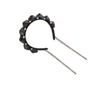 HAPINARY Elegant Black Fabric Floral Headband Rhinestone Tassel, Simple and Convenient to Wear, Not Easy to Fall, for Washing Face and Dancing