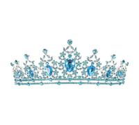 HAPINARY Elegant Blue Tiara Featuring Vintage Baroque Crown Design with Premium Rhinestone Craftsmanship Versatile Bridal Headwear for Women for Special Occasions and Party Accessories