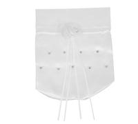 HAPINARY Elegant White Satin Wedding Bag with Pearl Rhinestone Detail, Portable Handle and Drawstring Design, for Bride and Bridesmaid Holiday Wedding Packaging