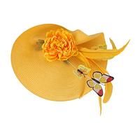HAPINARY Elegant Women Fascinators Headband Straw Hat for Tea Party Banquet Wedding